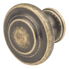 Olde Forge Readford Round Cabinet Knob - 33mm Diameter - Antique Brass