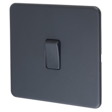Knightsbridge 10AX 1 Gang Screwless Intermediate Flat Plate Light Switch - Anthracite Grey