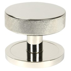 From The Anvil Brompton Round Knurled Centre Door Knob - 90mm Rose - Polished Nickel
