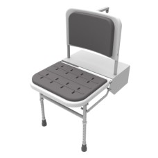 Fitzroy of London Doc M Padded Folding Wall Shower Seat, Legs & Back - 500 x 410 x 690mm - Wht/Grey