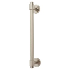 Exel T-Bar Door Pull Handle on Rose - Screw Fix - 300mm Centres - Satin Nickel