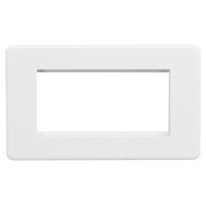 Knightsbridge 2 Gang 4 Module Euro Screwless Faceplate - Matt White