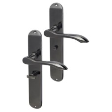 Hampstead Black Nickel Bathroom Door Handle - Long Plate - Altea Range - 240 x 41mm