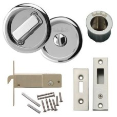 FVG Round Flush Privacy Set with Bolt - Polished Chrome