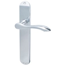 Hampstead Polished Chrome Latch Door Handle - Long Plate - Altea Range - 240 x 41mm