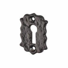 Elan Floral Escutcheon - 48 x 32mm - Keyhole - Metalized Antique Black Iron