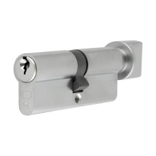 Eurospec 5 Pin 80mm Euro Thumbturn Cylinder - 40mm Turn + 40mm - Satin Chrome - Keyed to Differ