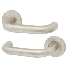 Exel Satin Stainless Steel 19mm Return to Door Handles on Round Rose 