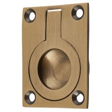 Exel Rectangular Flush Ring Cabinet Pull Handle - 50 x 38mm - Antique Brass