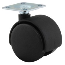 Mini Twin Wheel Castor - Swivel No Brake - 30kg Max Weight - 40mm Diameter - Black - Pack of 4