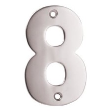 Exel 100mm Screw Fix Door Numeral - 8 - Satin Stainless Steel