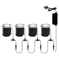 Forum Zink Lapin 2W Recessed LED Decking Light Kit - IP65 - 4000K Cool White - Black - Pack of 4