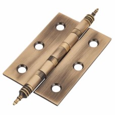 Finial Ball Bearing Butt Door Hinge - 75 x 50 x 2mm - Antique Brass - Pair