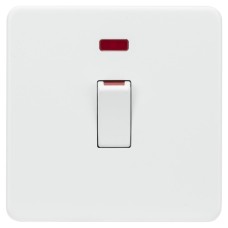 Knightsbridge 45A 1 Gang Screwless Double Pole Cooker Switch with Neon - Matt White