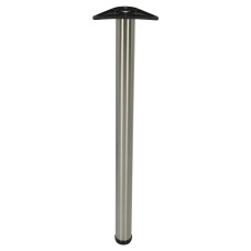 Rothley Round Adjustable Worktop Support Breakfast Bar Table Leg - 60 x 1100mm - Brushed Stainless