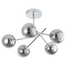 Forum Spa Lindos 5 Light Semi Flush LED Bathroom Ceiling Light - IP44 - Chrome & Smoked Shades