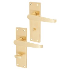 Exel Satin Brass Budget Straight Bathroom Door Handle - Mia Range - 153 x 42mm