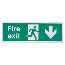 Exel Double Sided Fire Exit Down Arrow Sign - 450 x 150mm - Rigid Foam