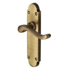 Heritage Brass by M Marcus Antique Brass Scroll Latch Door Handle - Savoy Range - 171 x 42mm