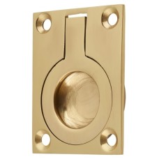 Exel Rectangular Flush Ring Cabinet Pull Handle - 50 x 38mm - Polished Brass