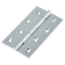 Solid Drawn Butt Door Hinge - 100 x 60 x 2.4mm - Polished Chrome - Pair