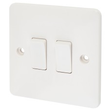 Exel 10A 2 Gang 2 Way Light Switch - White