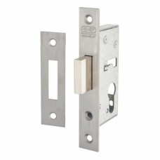 Nemef 9600 Narrow Style Euro Deadlock - 50mm Case - 35mm Backset - Satin Stainless Steel