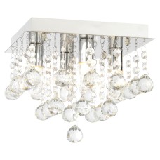 Forum Spa Orlando 4 Light Flush Ceiling Light - Polished Chrome Fittings & Crystal Droplets