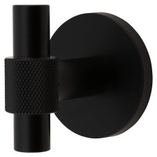 Hampstead Knurled Single Coat Hook - 55 x 52mm - Matt Black