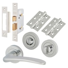 Exel Eloise Bathroom Lock Door Handle on Rose Kit - Polished Chrome