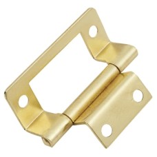 Cranked Type 2 Flush Cabinet Hinge - 50 x 16 x 1mm - Polished Brass - Pack of 5 Pairs