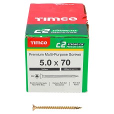 TIMCO C2 Strong-Fix Pozi Double Countersunk Wood Screws - 5.0 x 70mm - Yellow Zinc - Pack of 200