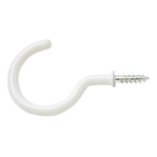 Cup Hook - 50mm Hook - White Plastic Coated - Pack of 10