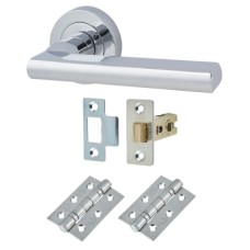 Exel Sophia Latch Door Handle on Rose Kit - Polished Chrome