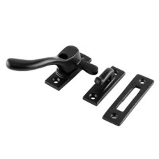 Olde Forge Ball End Locking Mortice & Hook Plate Casement Window Fastener - LH - Antique Black Iron