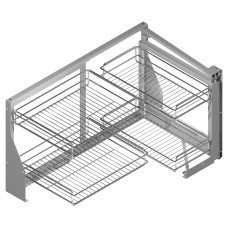 Emuca Supra Mec Corner Pull Out Organiser - Cabinet Width 862mm - Right Hand - Chrome