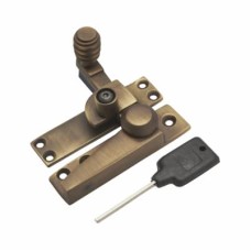 Exel London Beehive Pattern Quadrant Arm Locking Sash Window Fastener - 75 x 17mm - Antique Brass