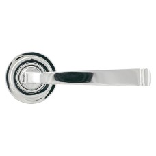 From The Anvil Polished Chrome Door Handles on Round Art Deco Rose - Avon Range 