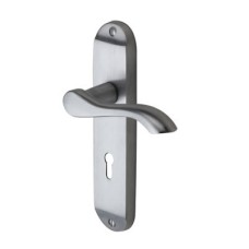 M Marcus Satin Chrome Scroll Keyhole Lock Door Handle - Aurora Range - 183 x 42mm
