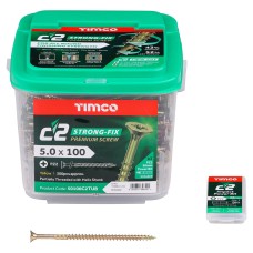 TIMCO C2 Strong-Fix Pozi Double Countersunk Twin-Cut Wood Screws Tub - 5.0 x 100mm - Pack of 300