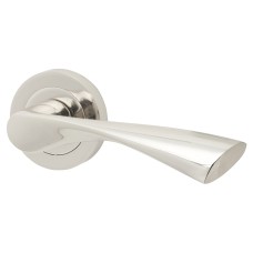 Exel Polished Nickel Door Handles on Round Rose - Ariel Range 