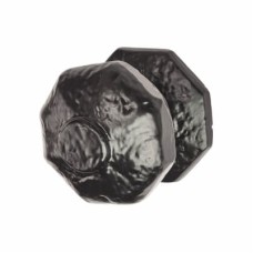 Elan Octagonal Centre Door Knob - 62mm Rose Diameter - Metalized Antique Black Iron