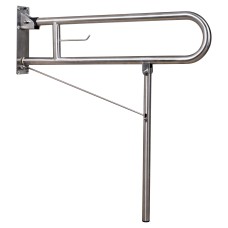 Metlex Callisto Hinged Support Grab Rail With Leg - 850 x 300mm - Brushed Stainless Steel