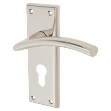 Serozzetta by Carlisle Brass Satin Nickel Euro Lock Door Handle - Trenta Range - 150 x 50mm