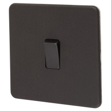 Knightsbridge 10AX 1 Gang Screwless Flat Plate Light Switch - Smoked Bronze 