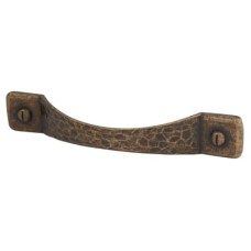 Olde Forge Mottled Bow Cabinet Pull Handle - 128mm Centres - Antique Brass
