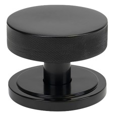 From The Anvil Brompton Round Knurled Centre Door Knob on Art Deco Rose - 90mm Rose - Black