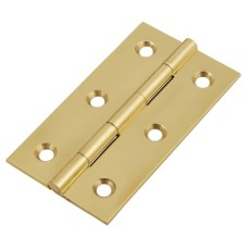 Solid Drawn Butt Cabinet Hinge - 64 x 35 x 1.45mm - Polished Brass - Pair