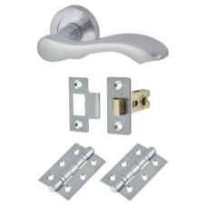 Exel Scarlett Latch Door Handle on Rose Kit - Satin Chrome