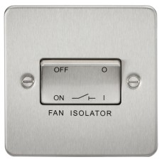 Knightsbridge 10A 1 Gang Flat Plate Triple Pole Fan Isolator Switch - Brushed Chrome